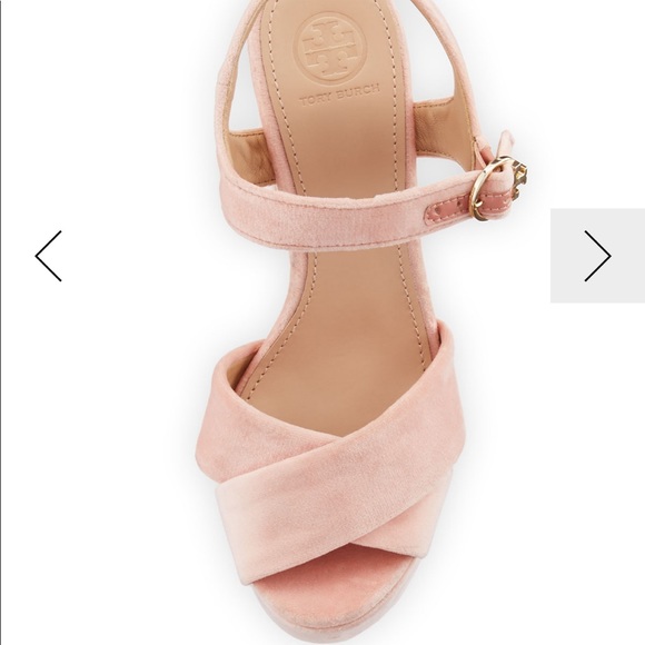 Tory Burch Loretta Velvet Platform Sandal Pink 7.5 - Picture 5 of 8